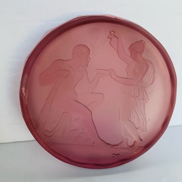 Antique Vintage Czech Heinrich Hoffmann Intaglio Amethyst Trinket Box *Chipped*